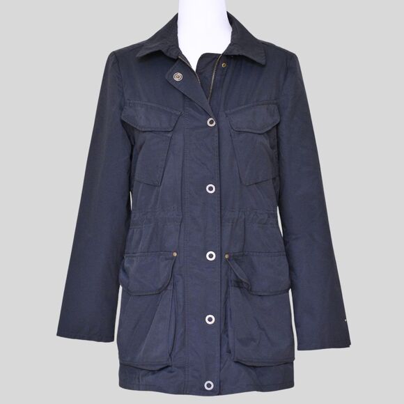 TOMMY HILFIGER Women's Navy Blue Rain Coat Size S - Picture 1 of 9